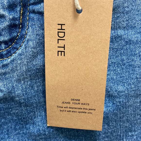 HDLTE Denim Jean Fringe Shorts Women Size Small - Picture 2 of 7
